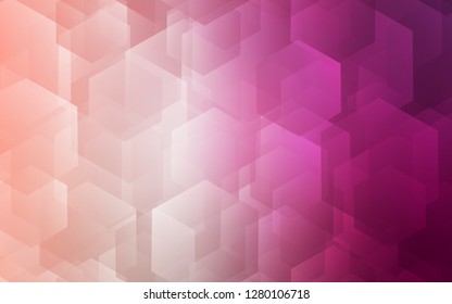 Light Pink vector cover with set of hexagons. Colorful hexagons on white backdrop. Pattern can be used for landing pages.