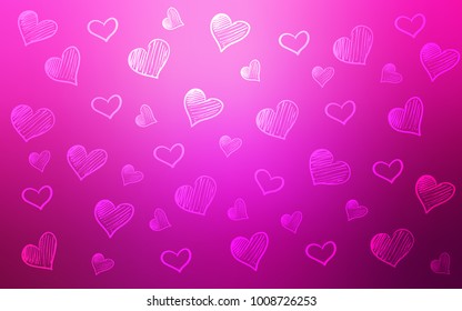 Light Pink vector cover with Shining hearts. Illustration with hearts in love concept for valentine's day. Pattern for marriage gifts, congratulations.