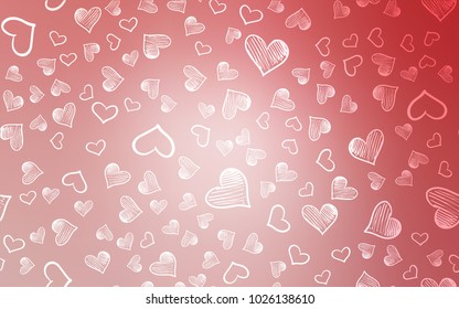 Light Pink vector cover with Shining hearts. Glitter abstract illustration with colorful hearts in romantic style. Beautiful design for your business advert of anniversary.