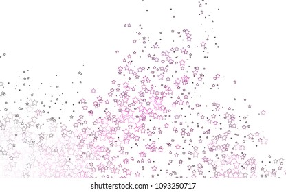 Light Pink vector cover with small and big stars. Glitter abstract illustration with colored stars. The pattern can be used for wrapping gifts.