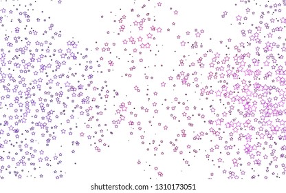 Light Pink vector cover with small and big stars. Glitter abstract illustration with colored stars. Smart design for your business advert.