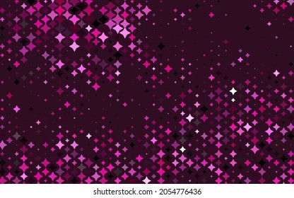 Tapa vectorial rosa claro con estrellas pequeñas y grandes. Ilustración de colores brillantes con estrellas. Diseño inteligente para su anuncio comercial.