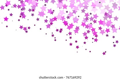 Light Pink vector cover with small and big stars. Decorative shining illustration with stars on abstract template. The template can be used as a background.
