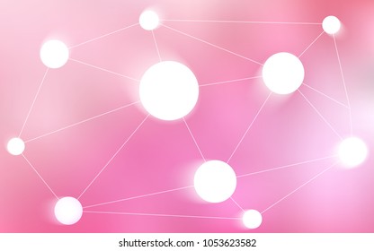 Light Pink vector cover with spots, lines. Modern abstract colorful illustration with spheres and lines. Pattern can be used for futuristic ad, booklets.