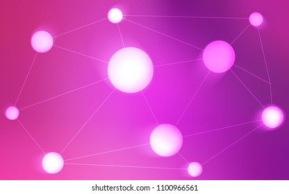 Light Pink vector cover with spots, lines. Design with connection of dots and lines on colorful background. Pattern can be used as texture of wallpapers.
