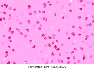 Light Pink vector cover with spots. Illustration with set of shining colorful abstract circles. Pattern of water, rain drops.