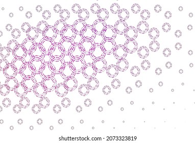 Cubierta vectorial rosa claro con manchas. Ilustración con un conjunto de círculos abstractos de colores brillantes. Plantilla para su libro de marca.
