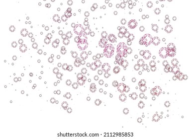 Light Pink vector cover with spots. Illustration with set of shining colorful abstract circles. Pattern of water, rain drops.