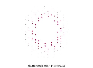 Light Pink vector cover with symbols of gamble. Glitter abstract sketch with isolated symbols of playing cards. Smart design for your business advert of casinos.