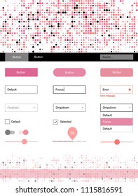 Light Pink vector design ui kit with dots. Modern Style guide with colorful gradient circles in its header. This template you can use for websites.