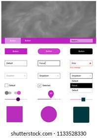 Light Pink vector design ui kit with universe stars. Beautiful ui ux kit with colorful sky in its header. Beautiful layout for websites, landing pages.