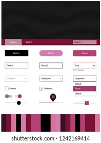 Light Pink vector design ui kit with curved circles. Elegant bright illustration with gradient  in memphis style. Beautiful layout for websites, landing pages.