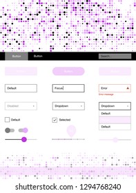 Light Pink vector design ui kit with dots. Modern Style guide with colorful gradient circles in its header. Beautiful layout for websites, landing pages.