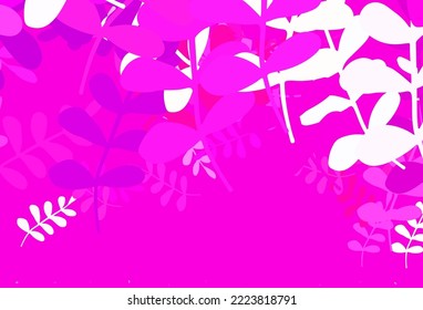 Light Pink vector doodle backdrop with leaves. Decorative illustration with doodles on abstract template. Hand painted design for web, leaflets.