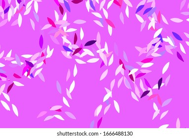 Light Pink vector doodle background with leaves. Shining colored illustration with leaves in doodle style. Elegant pattern for your brand book.
