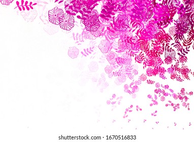 Fondo de doodle vector claro con hojas. Ilustración creativa en estilo borroso con hojas. Patrón colorido para los libros infantiles.