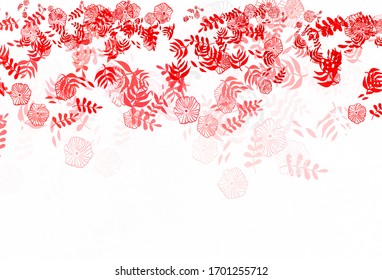 Light Pink vector doodle background with leaves, flowers. Brand new colored illustration with leaves and flowers. Brand new design for your business.