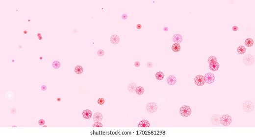 Light Pink vector doodle background with flowers. Modern design with gradient Flowers on abstract background. Brand new business design.