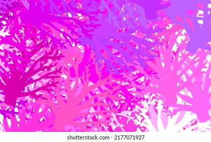 Light Pink vector doodle background with leaves, branches. Leaves, branches in natural style on white background. New design for your business.