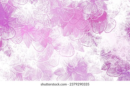 Light Pink vector doodle background with flowers. Doodle illustration of flowers in Origami style. New template for your design.