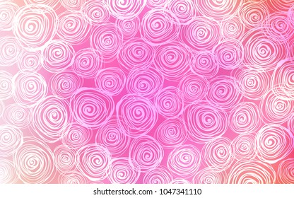 Light Pink vector doodle blurred pattern. Glitter abstract illustration with doodles and roses. A completely new design for your business.