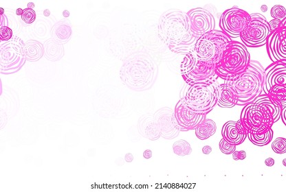 Diseño de doodles vectoriales de color rosa claro con rosas. Flores de doodle insólitas sobre fondo blanco. Nuevo estilo para su diseño de negocio.