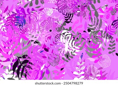 Light Pink vector doodle layout with leaves. Creative illustration in blurred style with leaves. A new texture for your wallpaper design.