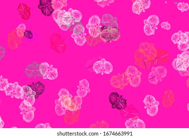 Light Pink vector doodle pattern with flowers. Creative illustration in blurred style with flowers. The best design for your business.