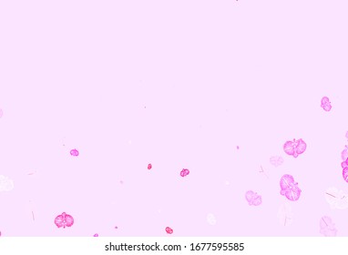 Light Pink vector doodle pattern with flowers. Creative illustration in blurred style with flowers. Doodle design for your web site.