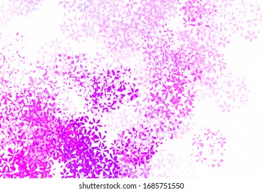 Light Pink vector doodle pattern with leaves. Doodle illustration of leaves in Origami style with gradient. Hand painted design for web, leaflets.