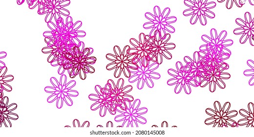 Light Pink vector doodle pattern with flowers. Gradient colorful abstract flowers on simple background. Pattern for website designs.