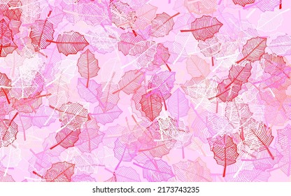 Light Pink vector doodle pattern with leaves. Colorful abstract illustration with leaves in doodle style. Hand painted design for web, wrapping.