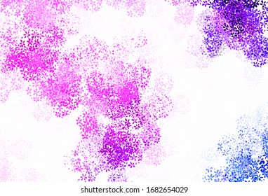 Light Pink vector doodle template with leaves. Shining colored illustration with leaves in doodle style. New template for your design.