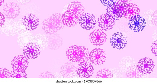 Light Pink vector doodle template with flowers. Abstract illustration with flowers in Origami style. Smart design for leaflets, books.