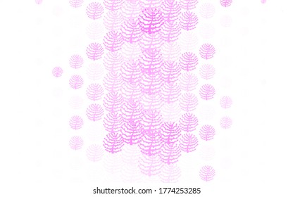 Light Pink vector doodle template with branches, trees. Leaves, branches in natural style on white background. Pattern for heads of websites, designs.