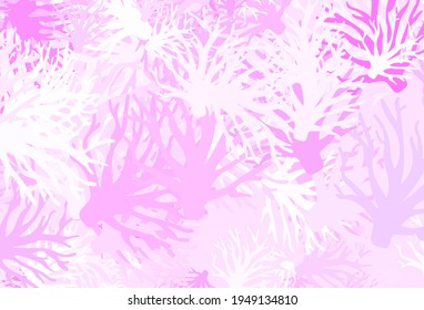 Light Pink vector doodle texture with branches. Colorful illustration in doodle style with leaves, branches. New template for your brand book.