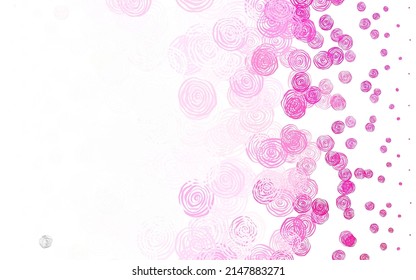 Light Pink vector doodle texture with roses. Creative illustration in blurred style with flowers. The best design for your business.