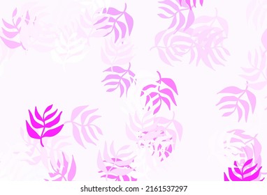 Light Pink vector doodle texture with leaves. A vague abstract illustration with leaves in doodles style. Pattern for heads of websites, designs.