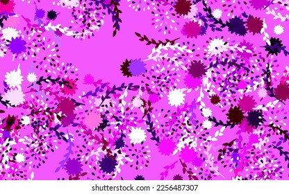 Light Pink vector doodle texture with flowers Shining colored illustration with flowers. Elegant pattern for your brand book.