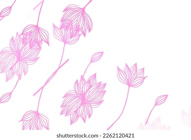Textura de doodle vectorial rosa claro. Patrón con hojas coloreadas degradadas en estilo natural. Patrón para jefes de sitios web y diseños.
