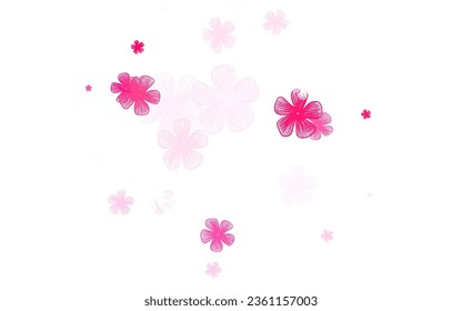 Light Pink vector doodle texture with flowers. Colorful illustration in doodle style with flowers. Brand new style for your business design.