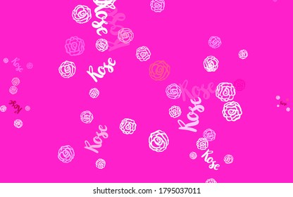 Light Pink vector elegant background with flowers, roses. Colorful illustration in doodle style with flowers. Brand new design for your business.