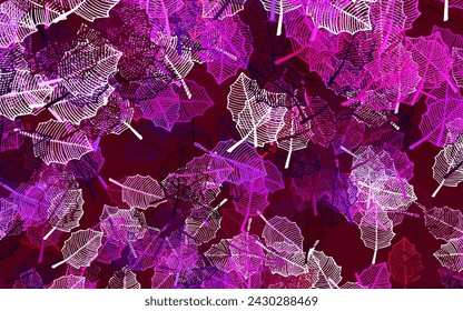 Light Pink vector elegant pattern with leaves. Illustration with doodles on abstract template. New design for your business.