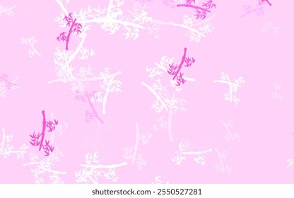 Light Pink vector elegant pattern with branches. Brand new colored illustration with leaves and branches. Doodle design for your web site.