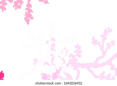 Light Pink vector elegant template with sakura. Sketchy doodles on white background. Hand painted design for web, wrapping.