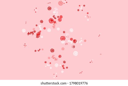 Light Pink vector elegant template with flowers, roses. Abstract illustration with flowers in doodles style. A new texture for your wallpaper design.