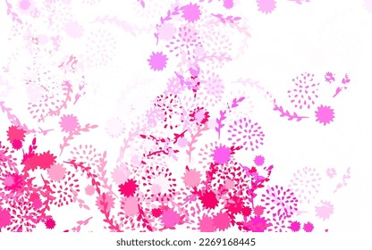 Light Pink vector elegant template with flowers, roses. Flowers with gradient on white background. Template for backgrounds of cell phones.
