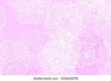 Light Pink vector elegant wallpaper with leaves. Creative illustration in blurred style with flowers. Template for backgrounds of cell phones.
