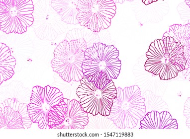 Light Pink vector elegant wallpaper with leaves. Modern abstract illustration with flowers. Brand new design for your business.