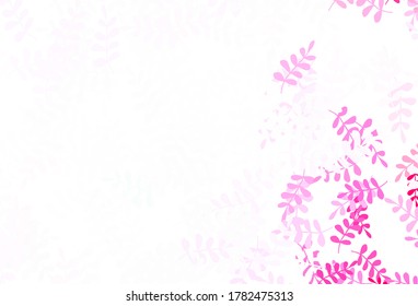 Light Pink vector elegant wallpaper with leaves. Modern geometrical abstract illustration with leaves. Hand painted design for web, leaflets.